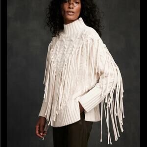 Mint Velvet Fringe Cable Knit Sweater